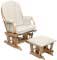 Deluxe Glider Rocker with Padded Arms and Ottoman In Cream